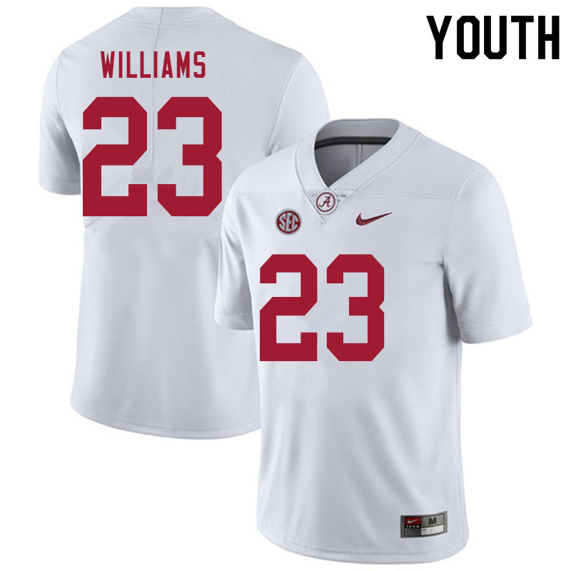 Alabama Crimson Tide Youth Roydell Williams #23 White NCAA Nike Authentic Stitched 2020 College Football Jersey VP16K37QZ